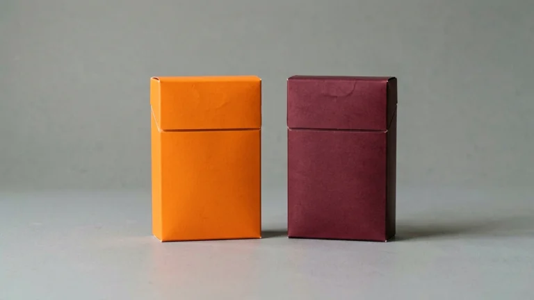 Two sealed cigarette cartons side by side, one in orange and one in wine-red colourway, illustrating the ESSE Change Double Applemint Orange and Wine variants